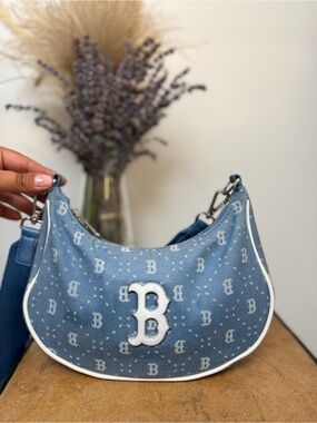 MLB Korea Boston Red Sox Monogram Denim Shoulder Crossbody Bag Blue Y2K 2022